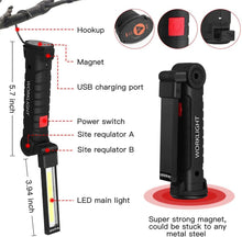 Load image into Gallery viewer, New Portable COB LED Flashlight USB Rechargeable Work Light Magnetic Lanterna Hanging Lamp with Built-in Battery Camping Torch
