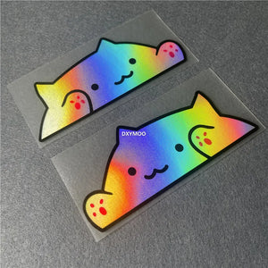 DXYMOO 1 Pair Cute Cat Car Stickers Waterproof Motocross Auto Truck Window Body Decal Reflective