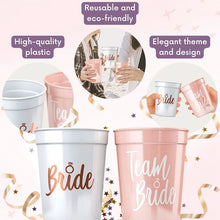 Load image into Gallery viewer, 1Set Bachelorette Party Team Bride Plastic Drinking Cups Bridal Shower Gift Bride to be Hen Party Supplies Wedding Decorations
