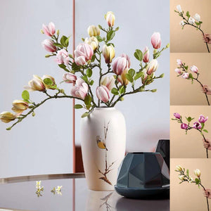 Artificial Magnolia Flower Branch For Home Living Room Decoration Fake Silk Flower Plant Wedding Party Simulation Flower Bouquet