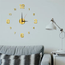 Load image into Gallery viewer, 3D Luminous Wall Clock Frameless Acrylic DIY Digital Clock Wall Stickers Mute Clock for Living Room Bedroom Office Wall Decor
