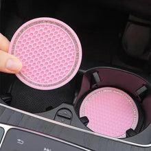 Load image into Gallery viewer, Car Water Cup Pad Holders Non-slip Diamond Rhinestone Rubber Mat for Bottle Holder Coaster Auto Interior Anti-skid Cup Holders
