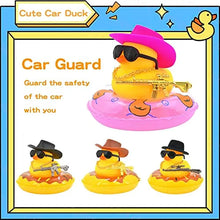 Load image into Gallery viewer, Office Decoration Car Rubber Duck Decoration Dashboard Yellow Duck with Hat Sunglasses Gold Chain Swim Ring for Party Favors
