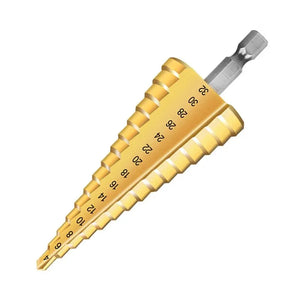 4-12/4-20/4-32mm Hexagonal Straight Groove Titanium Plated Ladder Drill 3pc Pagoda Drill Bit Electric Tool Accessory Set