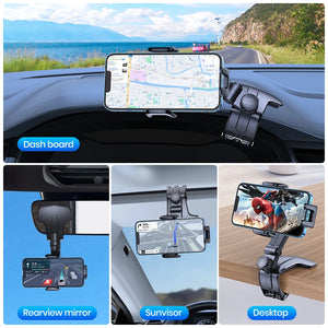 TOPK Car Dashboard Mobile Phone Holder 360 Degree Rotation Universal Dash Clip Cellphone Mount for 4-7 inch Smartphones