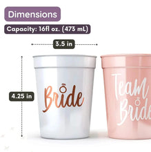 Load image into Gallery viewer, 1Set Bachelorette Party Team Bride Plastic Drinking Cups Bridal Shower Gift Bride to be Hen Party Supplies Wedding Decorations
