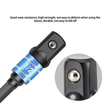 Load image into Gallery viewer, 3PC Black Hexagonal Screw Air Screwdriver Conversion Connecting Rod 1/2 Square Head 3/8 Socket 1/4 Electric Tool Accessories
