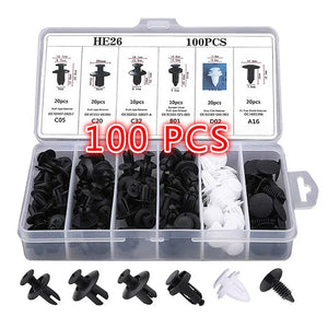 100PCS Mixed Auto Fastener Clip Car Body Push Retainer Pin Rivet Bumper Door Trim Panel Retainer Fastener Kit Universal  Tools