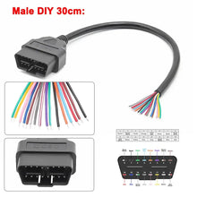 Load image into Gallery viewer, 10/30cm 16pin Female to Male DIY OBD 2 OBD2 Auto Extension Cable Automotive Car Diagnostic auto Tool Scanner OBDII Connector
