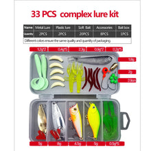 Load image into Gallery viewer, 18/33/78pcs Fishing Lure Set Mixed VIB Lure Kit Soft Hard Jig Spoons Lure Minnow Popper Hooks All Fishing Tackle Accessory Pesca
