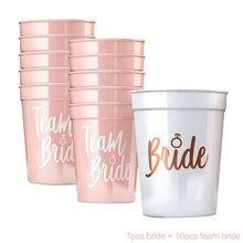 Load image into Gallery viewer, 1Set Bachelorette Party Team Bride Plastic Drinking Cups Bridal Shower Gift Bride to be Hen Party Supplies Wedding Decorations
