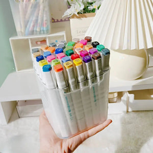 Large Capacity Plastic Pen Holder Desktop Storage Desk Organizer Pencil Display Cup Simple Stationery Box Office Accessories