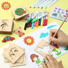 Load image into Gallery viewer, 20pcs Montessori Kids Drawing Toys Wooden DIY Painting Stencils Template Craft Toys Puzzle Educational Toys for Children Gifts
