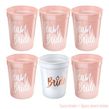 Load image into Gallery viewer, 1Set Bachelorette Party Team Bride Plastic Drinking Cups Bridal Shower Gift Bride to be Hen Party Supplies Wedding Decorations
