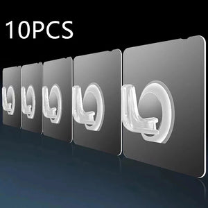 10PCS Clothes Hooks Key Storage Hanger Wall Door Rack Transparent Strong Self Adhesive for Kitchen Bathroom Organizers Gadget