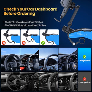 TOPK Car Dashboard Mobile Phone Holder 360 Degree Rotation Universal Dash Clip Cellphone Mount for 4-7 inch Smartphones