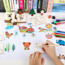 Load image into Gallery viewer, 20pcs Montessori Kids Drawing Toys Wooden DIY Painting Stencils Template Craft Toys Puzzle Educational Toys for Children Gifts
