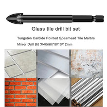 Load image into Gallery viewer, Multifunction Cross Blade Glass Ceramic Drill Bit 3mm-12mm Tungsten Carbide Point Spearhead Tile Marble Mirror Drill Bit Tools
