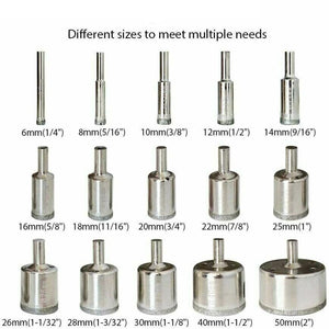 10/15pcs Set Tile drill bit Set Diamond Coated  Tile Marble Glass Ceramic Hole Saw Drilling Bits Power Tools Accessories