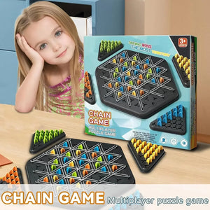 Chain Triangle Chess Game 2 To 4 Players Family Games Kids Adults Board Games Triggle Rubber Band Strategy Make More Triangles