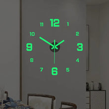 Load image into Gallery viewer, 3D Luminous Wall Clock Frameless Acrylic DIY Digital Clock Wall Stickers Mute Clock for Living Room Bedroom Office Wall Decor
