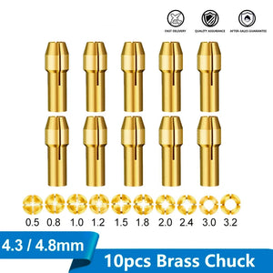 XCAN Mini Drill Collet Chuck 10pcs 0.5-3.2mm 4.3/4.8mm Shank Brass Chucks Adapter for Dremel Rotary Tool Power Tool Accessory