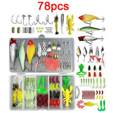 Load image into Gallery viewer, 18/33/78pcs Fishing Lure Set Mixed VIB Lure Kit Soft Hard Jig Spoons Lure Minnow Popper Hooks All Fishing Tackle Accessory Pesca
