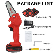 Load image into Gallery viewer, Mini chainsaw 1080W 4&quot; 88VF with 1/2 rechargeable battery
