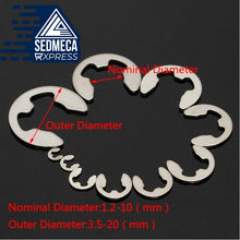 Load image into Gallery viewer, 120/200 PCS 304 Stainless Steel Stainless Steel E Clip Washer Assortment Kit Circlip Retaining Ring For Shaft Fastener M1.5~M10. Sedmeca Express. Metals.

