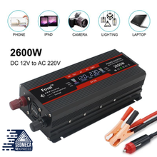 Load image into Gallery viewer, 1500W/2000W/2600W power inverter Modified Sine Wave LCD display DC 12V to AC 220V Solar 2 USB car Transformer Convert EU socket. Sedmeca Express. Instrumentation and Electrical Materials.
