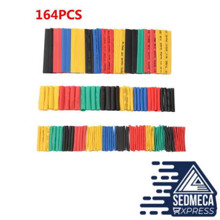 164pcs Set Polyolefin Shrinking Assorted Heat Shrink Tube Wire Cable Insulated Sleeving Tubing hand tools Set. Sedmeca Express. Instrumentation and Electrical Materials.