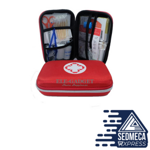 17 Items/93pcs Portable Travel First Aid Kits For Home Outdoor Sports Emergency Kit Emergency Medical EVA Bag Emergency Blanket Fully packed with 100 pieces of useful and valuable hospital-grade medical supplies, all kinds of bandages, iodine pads, burn gel, trauma scissors, gauze pads, etc. Sedmeca Express. Personal Protective Equipment.