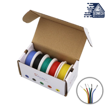 Load image into Gallery viewer, 18 20 22 24 26 28 30 AWG silicone wire 5 color box 1 / box 2 electronic stranded wire conductor to internal wiring cable DIY. Sedmeca Express. Instrumentation and Electrical Materials.
