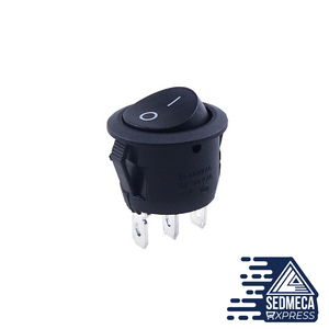 1pc Red Black White ON/OFF Round Rocker Toggle Switch 6A/250VAC 10A 125VAC Power switch cap with Plastic Push Button Switch 2PIN. Sedmeca Express. Instrumentation and Electrical Materials.