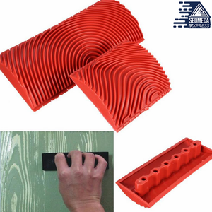 2Pcs/set Rubber Roller Brush Imitation Wood Graining Wall Painting Home Decoration Art Embossing DIY Brushing Painting Tools. Sedmeca Express. Construction & Home.