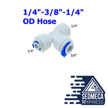Load image into Gallery viewer, Reverse Osmosis Quick Coupling 1/4 3/8 Hose Connection Tee Y Connector 2 Way Equal Elbow Straight RO Water Plastic Pipe Fitting
