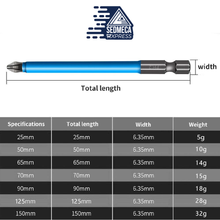 Load image into Gallery viewer, 25mm-150mm 1/4&quot; Hex Shank Fits Magnetic PH2 Long Reach Electric Screwdriver Bits Exactness Single Phillips/Cross Head Power Tool. SEDMECA EXPRESS. Hand Tools &amp; Equipments.

