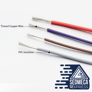 2M/5M UL1007 PVC Tinned Copper Wire Cable 30/28/26/24/22/20/18/16 AWG White/Black/Red/Yellow/Green/Blue/Gray/Purple/Brown/Orange. Sedmeca Express. Instrumentation and Electrical Materials.