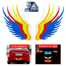 Load image into Gallery viewer, 2Pcs Safety Warning Reflective Car Sticker Angel Wings Reflective Warning Sign Funny Decal Sticker Motorbike Reflective Sticker Color: Blue, Green, Red, White, Yellow Reflective stickers, warning stickers, Reflective film, Auto Decal, Car Styling. SEDMECA EXPRESS. Personal Protective Equipment.
