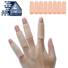 Load image into Gallery viewer, Gel Finger Protectors Finger Caps Silicone Fingertips Protection - Finger Cots Great for Trigger Finger, Finger Arthritis, Finger Cracking and Other Finger Pain Relief (Nude, Small). Gel finger protectors are made of grade A gel, like your second skin. Easy to put in pocket, can be trimmed easily by scissors to fit your fingers. SEDMECA EXPRESS. Personal Protective Equipment.
