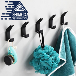 5PCS Double Hook Black White Towel Hook For Bathroom Clothes Hook Bedroom Robe Hook Coat Hook For Livingroom Kitchen Accessories