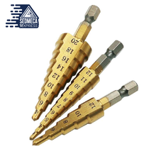 Load image into Gallery viewer,  3-12mm 4-12mm 4-20mm HSS Straight Groove Step Drill Bit Set Titanium Coated Wood Metal Hole Cutter Core Drill Bit Set. SEDMECA EXPRESS. Hand Tools &amp; Equipments.
