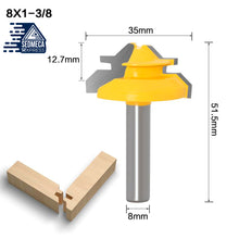 Load image into Gallery viewer, 3Pcs 1/2&quot; Shank 45 Degree Angle Lock Miter Router Bit Set Joint Router Bits Milling Cutter Woodworking Tool for Cutting 1/2&quot; 3/4&quot; 1&quot; Wood Stock
