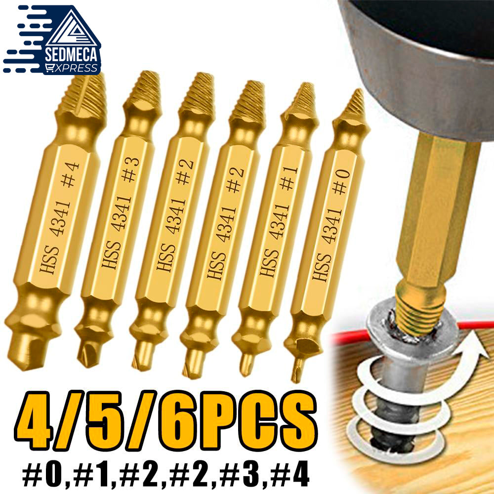 4/5/6 PCS Damaged Screw Extractor Drill Bit Set Stripped Broken Screw Bolt Remover Extractor Easily Take Out Demolition Tools. SEDMECA EXPRESS. Hand Tools & Equipments.