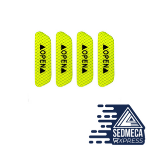 4 Pcs/Lot Auto Car Door Open Sign Warning Mark Sticker Reflective Tape Night Driving Safety Decals Car Exterior Trim The car door reflective sticker is made of high-quality PET material, which is high-quality corrosion-resistant, waterproof, sun-resistant, rain-resistant, and durable, so it has a long service life.  SEDMECA EXPRESS Personal Protective Equipment