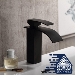 Deck Mount Waterfall Bathroom Faucet Vanity Vessel Sinks Mixer Tap Cold And Hot Water Tap