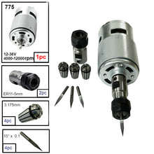 Load image into Gallery viewer, 775 DC Motor 12-36V Ball Bearing Spindle Motor with ER11 Extension Rod Carving Knife for 1610/ 2417/ 3018 CNC Router Machine
