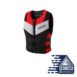 Adults Life Jacket Neoprene Safety Life Vest Water Sports Fishing Water Ski Vest Kayaking Boating Swimming Drifting Safety Vest Neoprene outer for a comfortable fit. Super soft floating foam inside. 2 webbed straps and a zipper offer a secure fit. SEDMECA EXPRESS. Personal Protective Equipment.