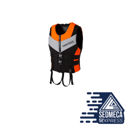 Adults Life Jacket Neoprene Safety Life Vest Water Sports Fishing Water Ski Vest Kayaking Boating Swimming Drifting Safety Vest Neoprene outer for a comfortable fit. Super soft floating foam inside. 2 webbed straps and a zipper offer a secure fit. SEDMECA EXPRESS. Personal Protective Equipment.