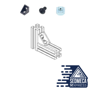 Aluminum Profile Connector Set: 20pcs Corner Bracket + 40pcs 20 Series M5 T-slot Nuts + 40pcs M5x8mm Hex Socket Cap. Sedmeca Express. Metals. Construction & Home.